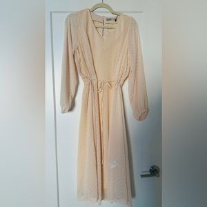 Chiffon maxi dress with long sleeves and lining